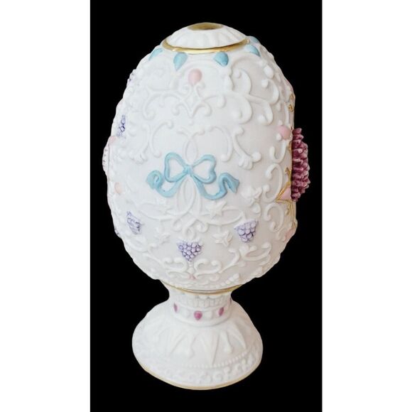 Vintage Lenox The Chrysanthemum Blossom Egg On Pedestal 1993 Original Box Easter - Picture 8 of 14